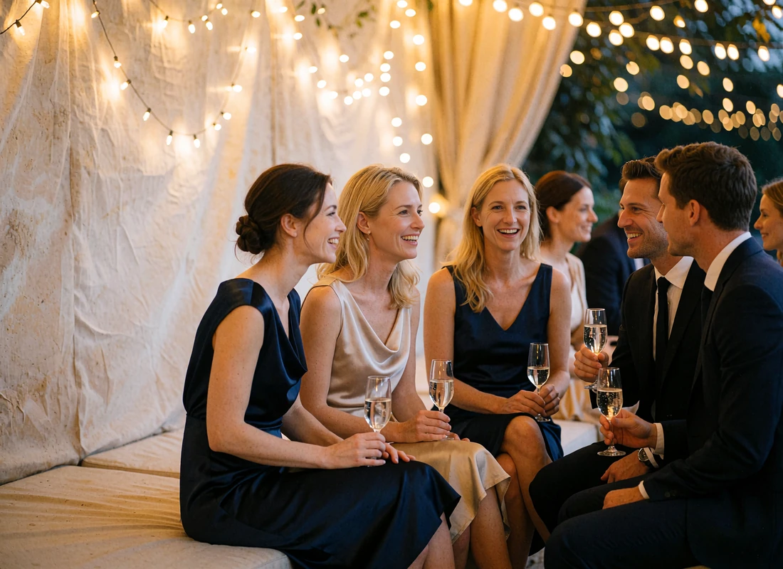 Guests talking at an upscale evening reception